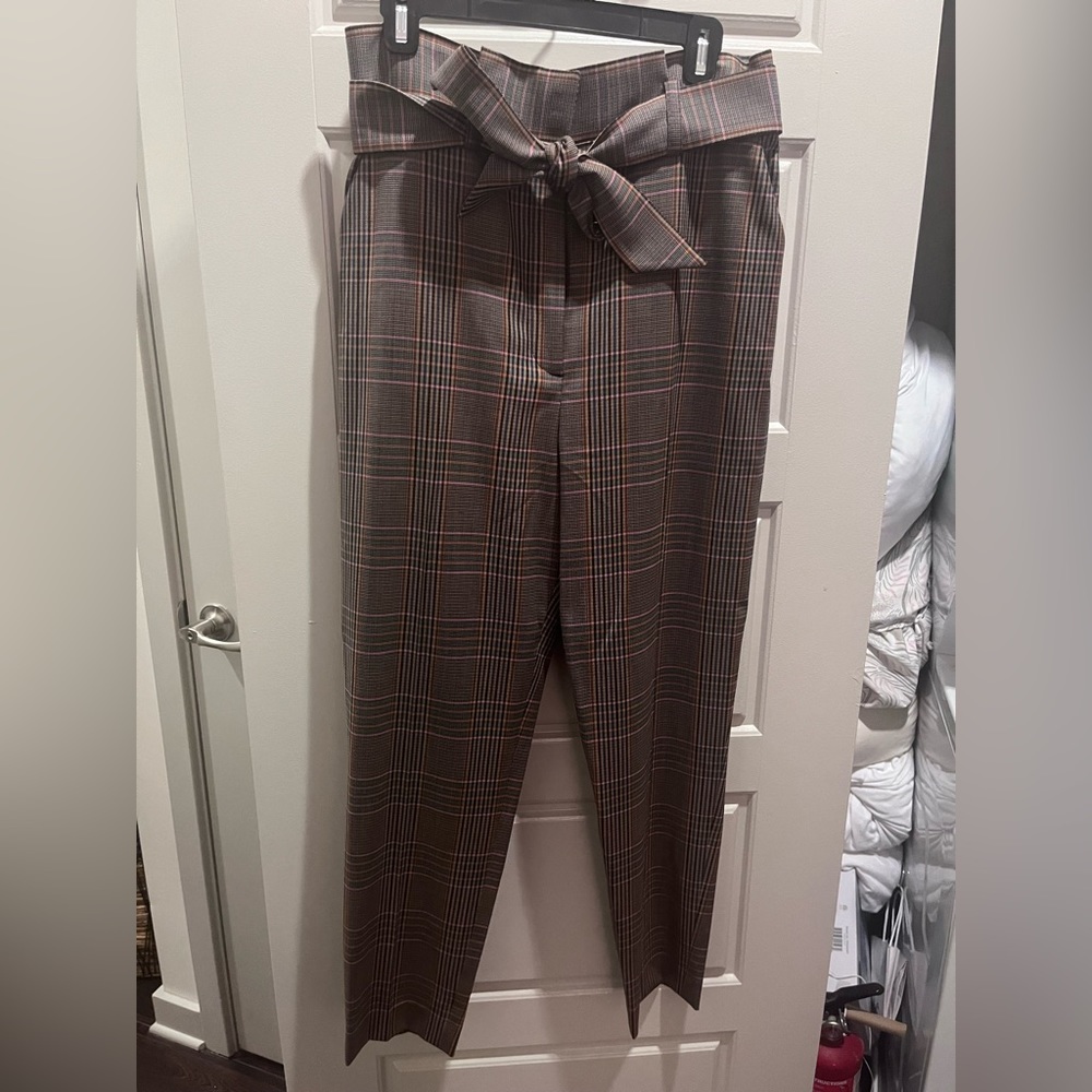 Veronica Beard plaid tie front Trousers